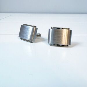 Men's Brushed Silver Toned Cufflinks